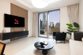 Luxe 1BR with Full Burj Views and Dubai Mall Access